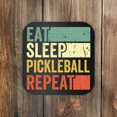 Eat Sleep Pickleball Repeat Vintage Retro Coaster
