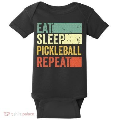 Eat Sleep Pickleball Repeat Vintage Retro Baby Bodysuit