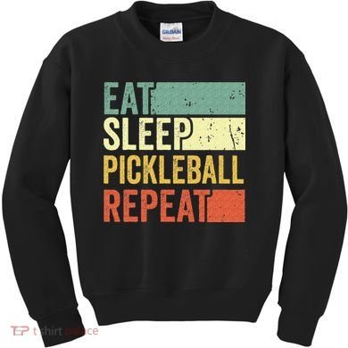 Eat Sleep Pickleball Repeat Vintage Retro Kids Sweatshirt