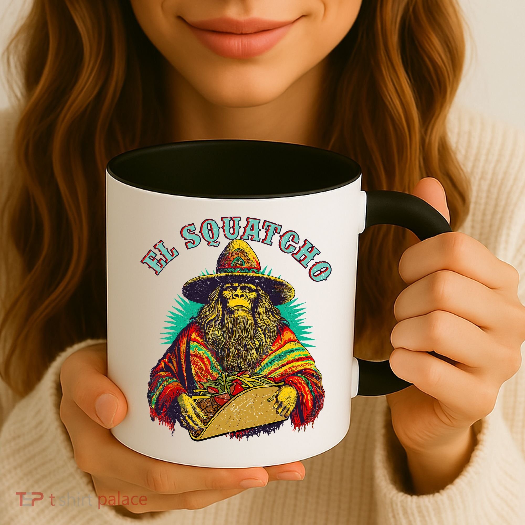 El Squatcho Poncho Taco Western Bigfoot Sasquatch Lovers Coffee Mug