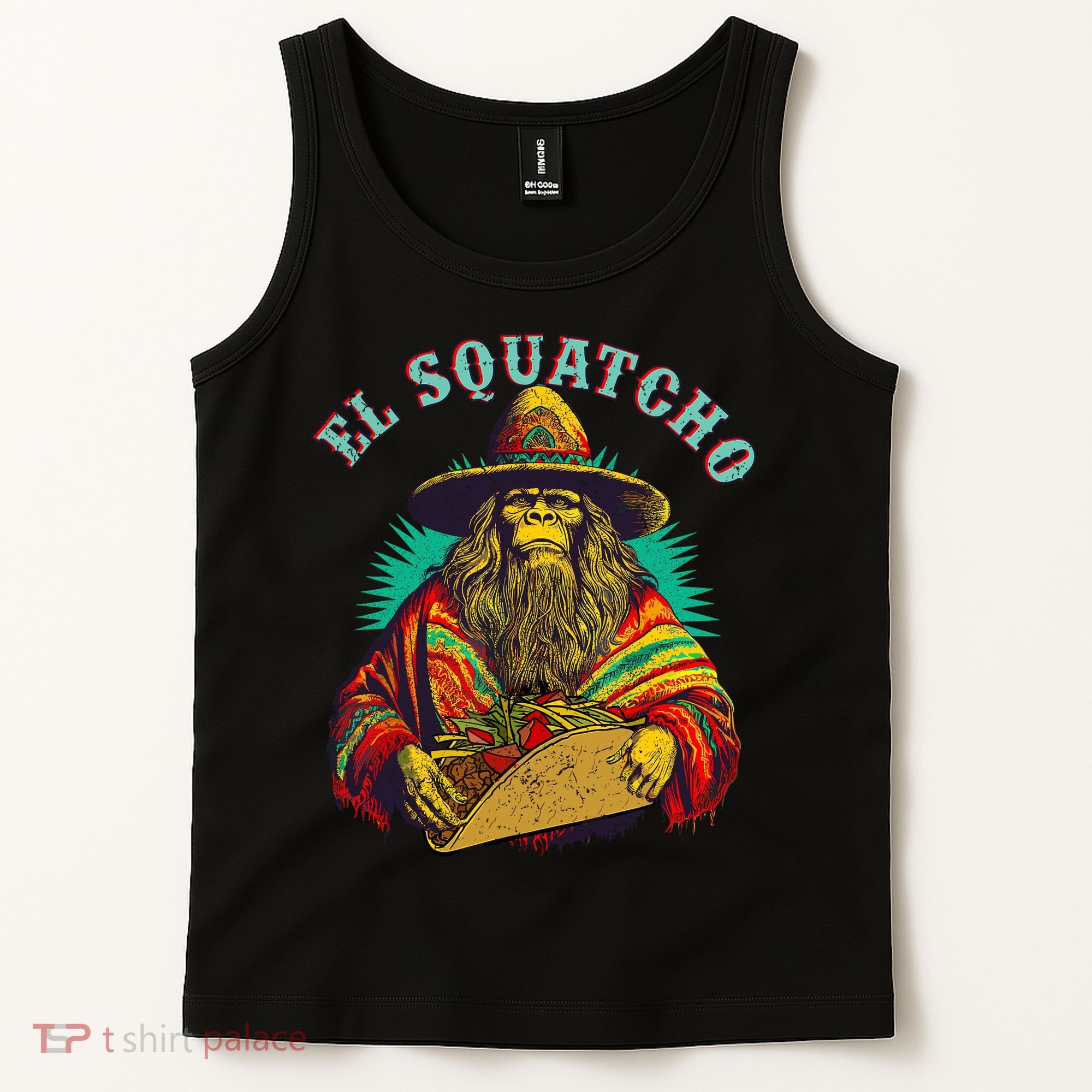 El Squatcho Poncho Taco Western Bigfoot Sasquatch Lovers Tank Top