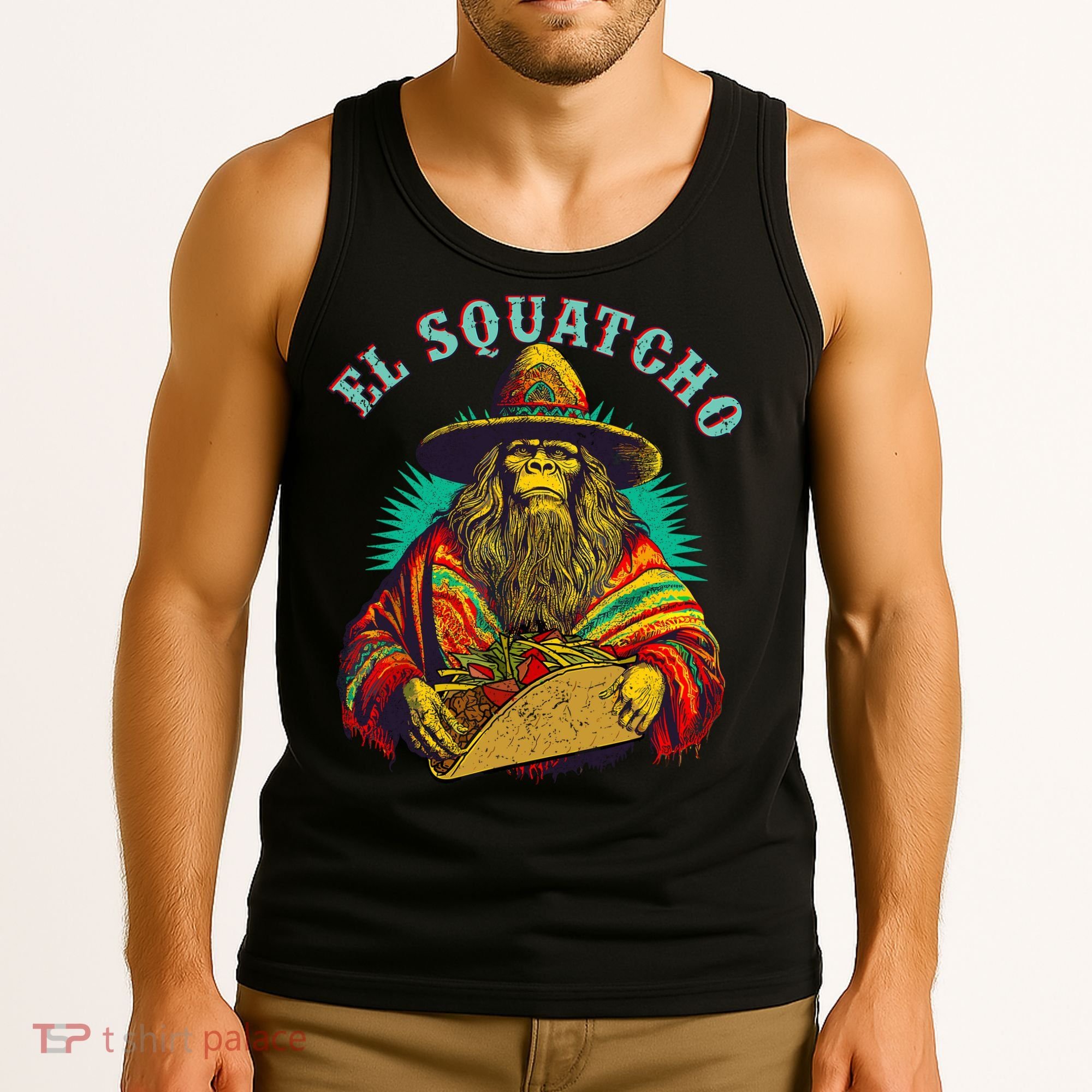 El Squatcho Poncho Taco Western Bigfoot Sasquatch Lovers Tank Top