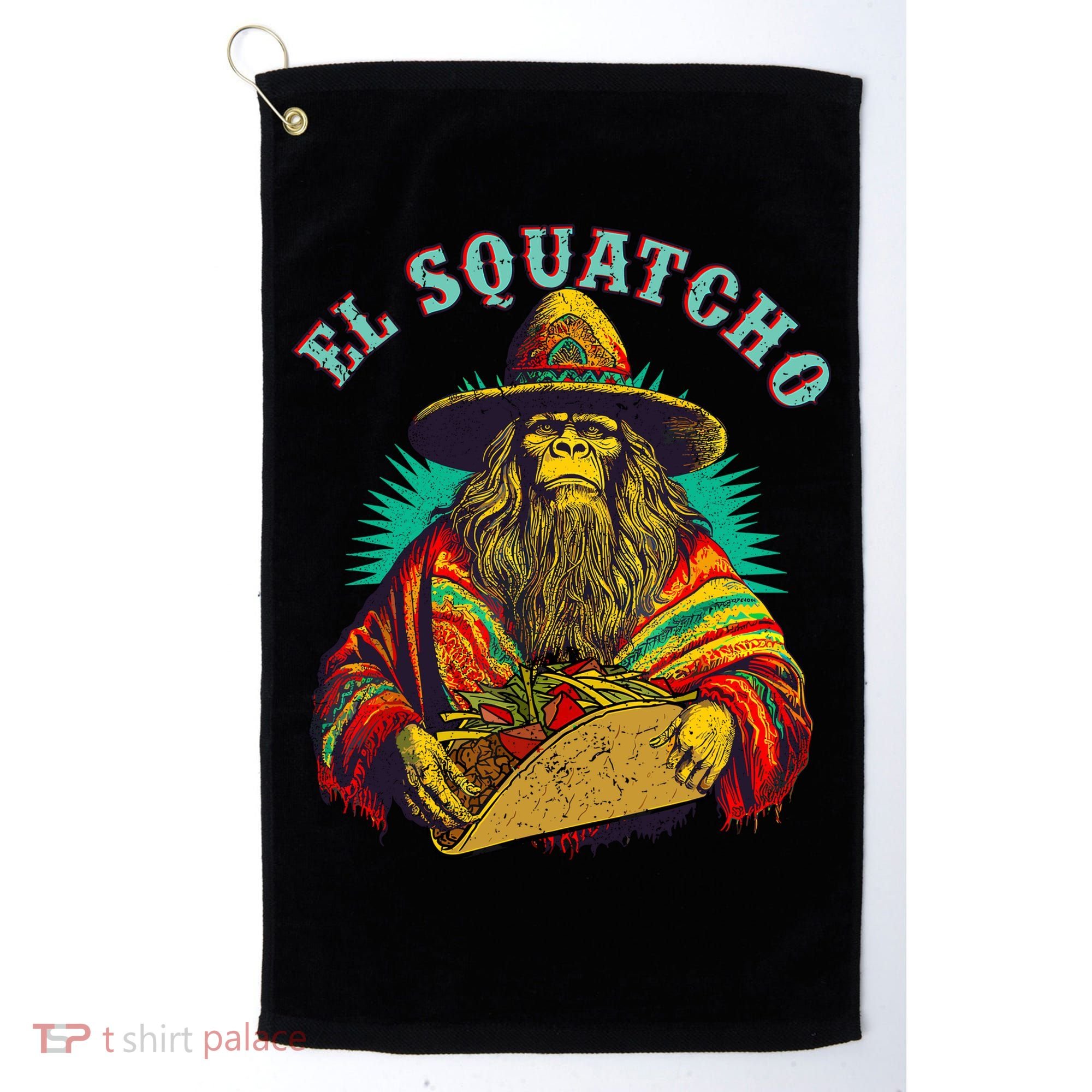 El Squatcho Poncho Taco Western Bigfoot Sasquatch Lovers Golf Towel