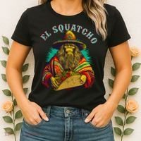 El Squatcho Poncho Taco Western Bigfoot Sasquatch Lovers Women's T-Shirt thumb 2