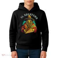 El Squatcho Poncho Taco Western Bigfoot Sasquatch Lovers Kids Hoodie thumb 4