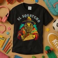 El Squatcho Poncho Taco Western Bigfoot Sasquatch Lovers Kids T-Shirt thumb 3