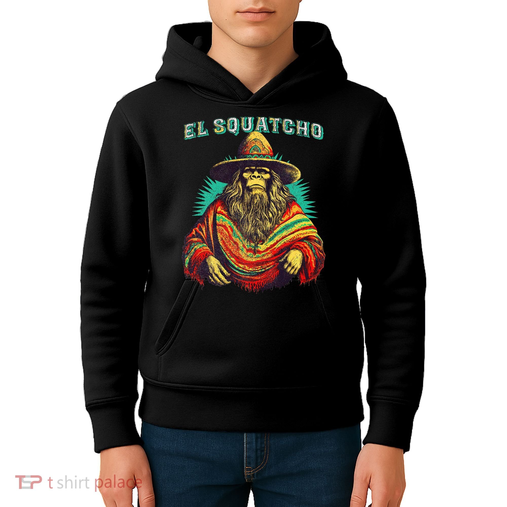 El Squatcho Poncho – Western Bigfoot Funny Sasquatch Kids Hoodie