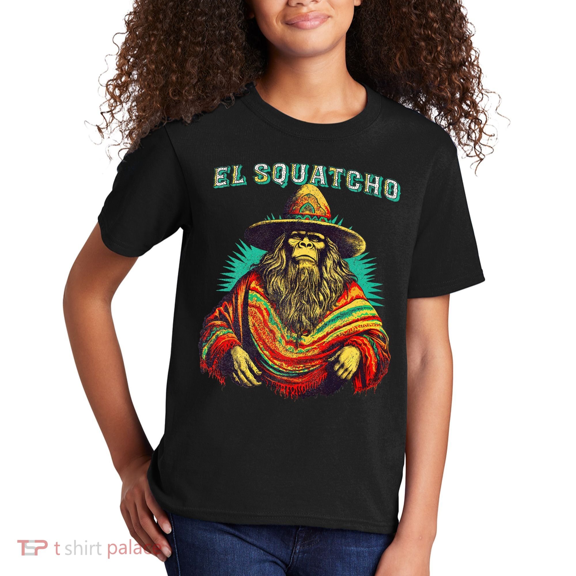 El Squatcho Poncho – Western Bigfoot Funny Sasquatch Kids T-Shirt