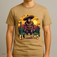 El Squatcho Poncho Funny Mexican Bigfoot Sasquatch Guardian T-Shirt thumb 3