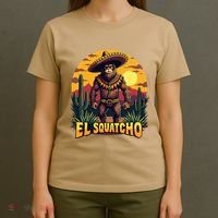 El Squatcho Poncho Funny Mexican Bigfoot Sasquatch Guardian T-Shirt thumb 4