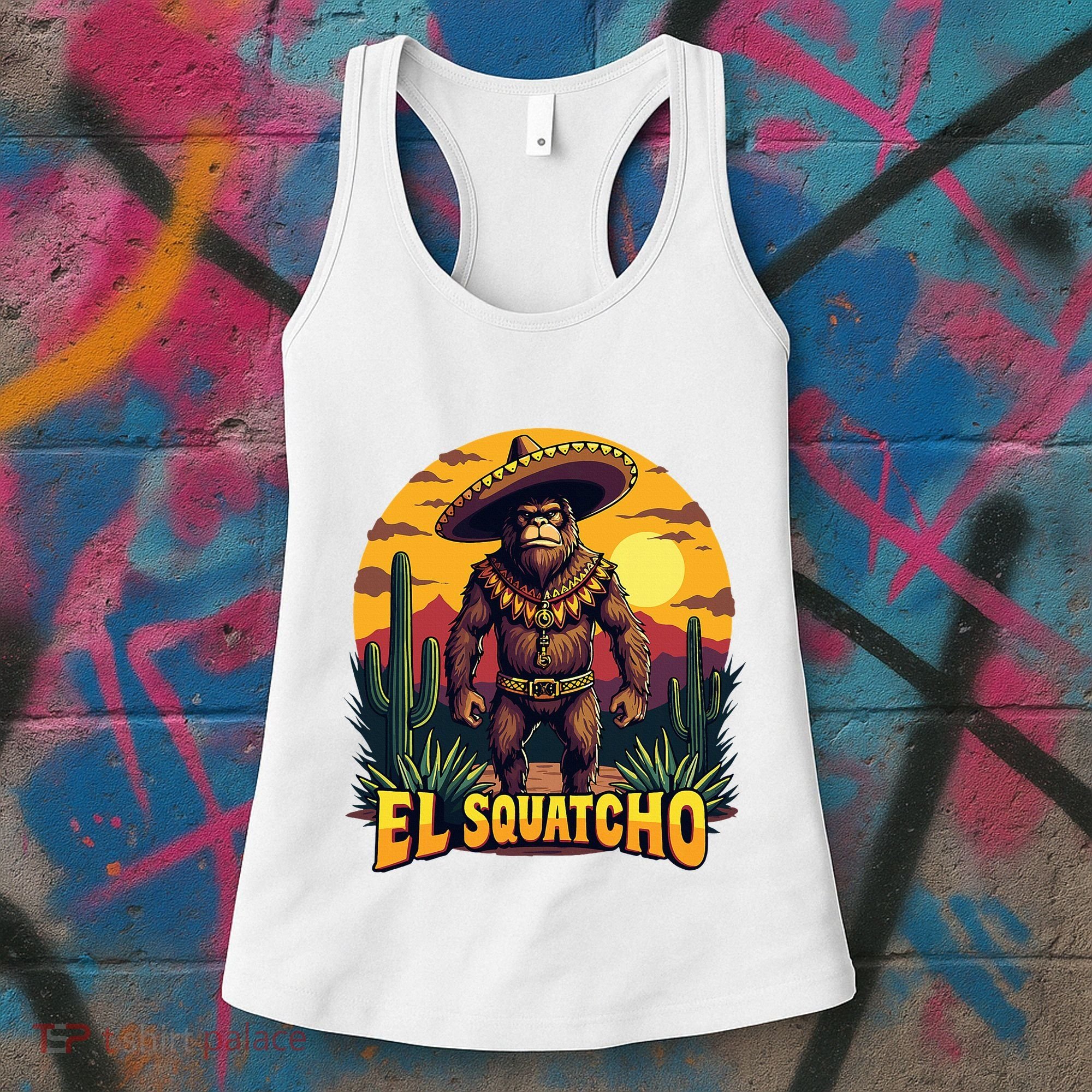 El Squatcho Poncho Funny Mexican Bigfoot Sasquatch Guardian Women's Tank Top