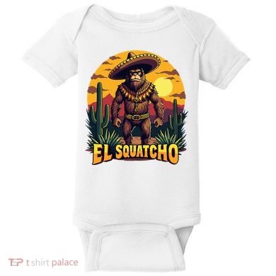 El Squatcho Poncho Funny Mexican Bigfoot Sasquatch Guardian Baby Bodysuit