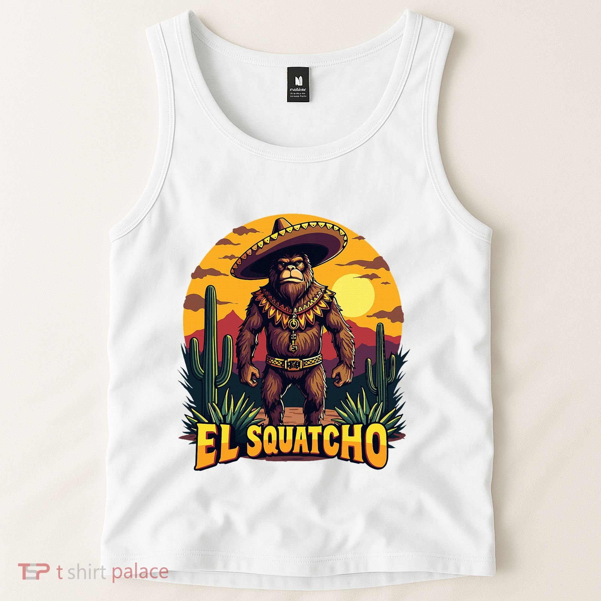 El Squatcho Poncho Funny Mexican Bigfoot Sasquatch Guardian Tank Top