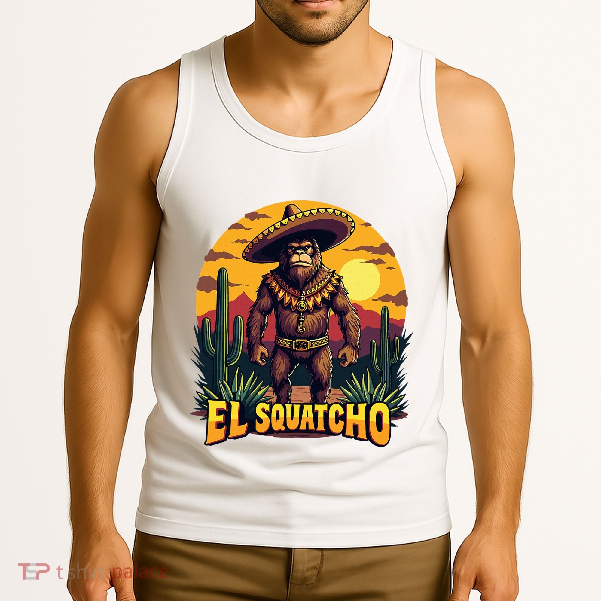 El Squatcho Poncho Funny Mexican Bigfoot Sasquatch Guardian Tank Top