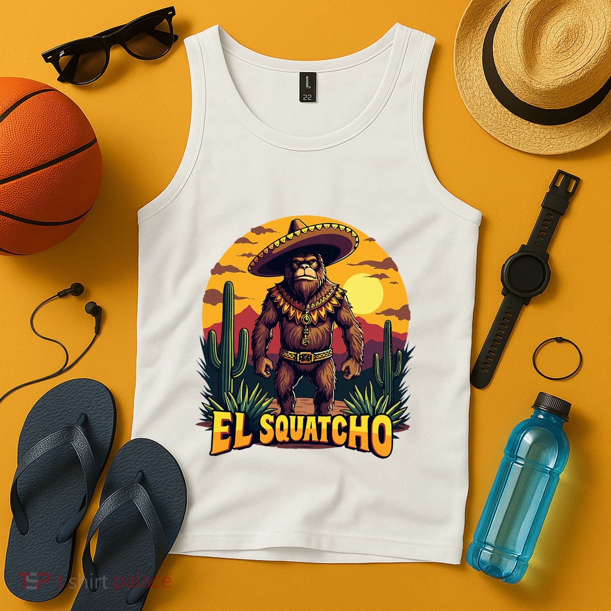El Squatcho Poncho Funny Mexican Bigfoot Sasquatch Guardian Tank Top