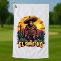 El Squatcho Poncho Funny Mexican Bigfoot Sasquatch Guardian Golf Towel thumb 1