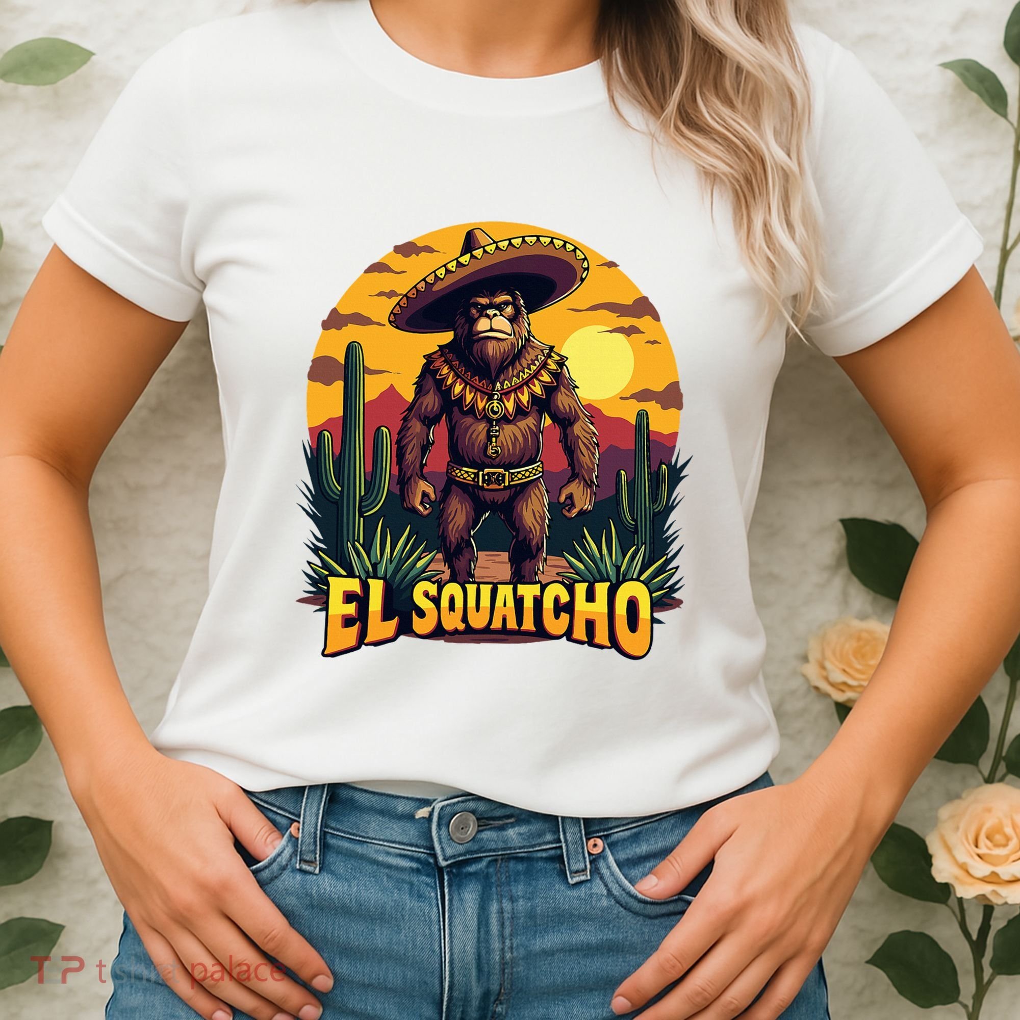 El Squatcho Poncho Funny Mexican Bigfoot Sasquatch Guardian Women's T-Shirt