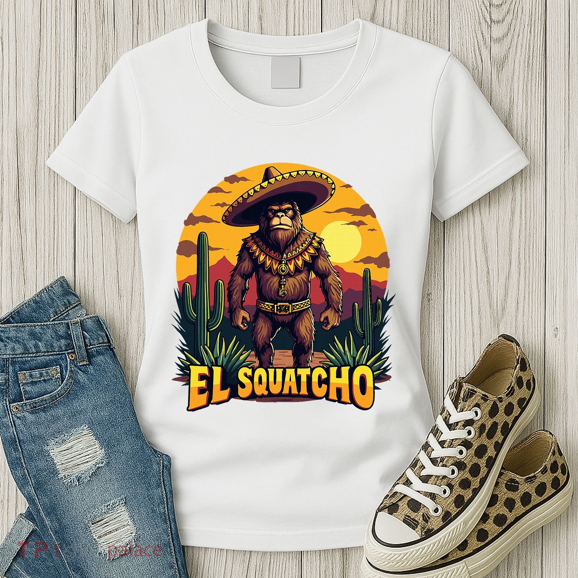 El Squatcho Poncho Funny Mexican Bigfoot Sasquatch Guardian Women's T-Shirt