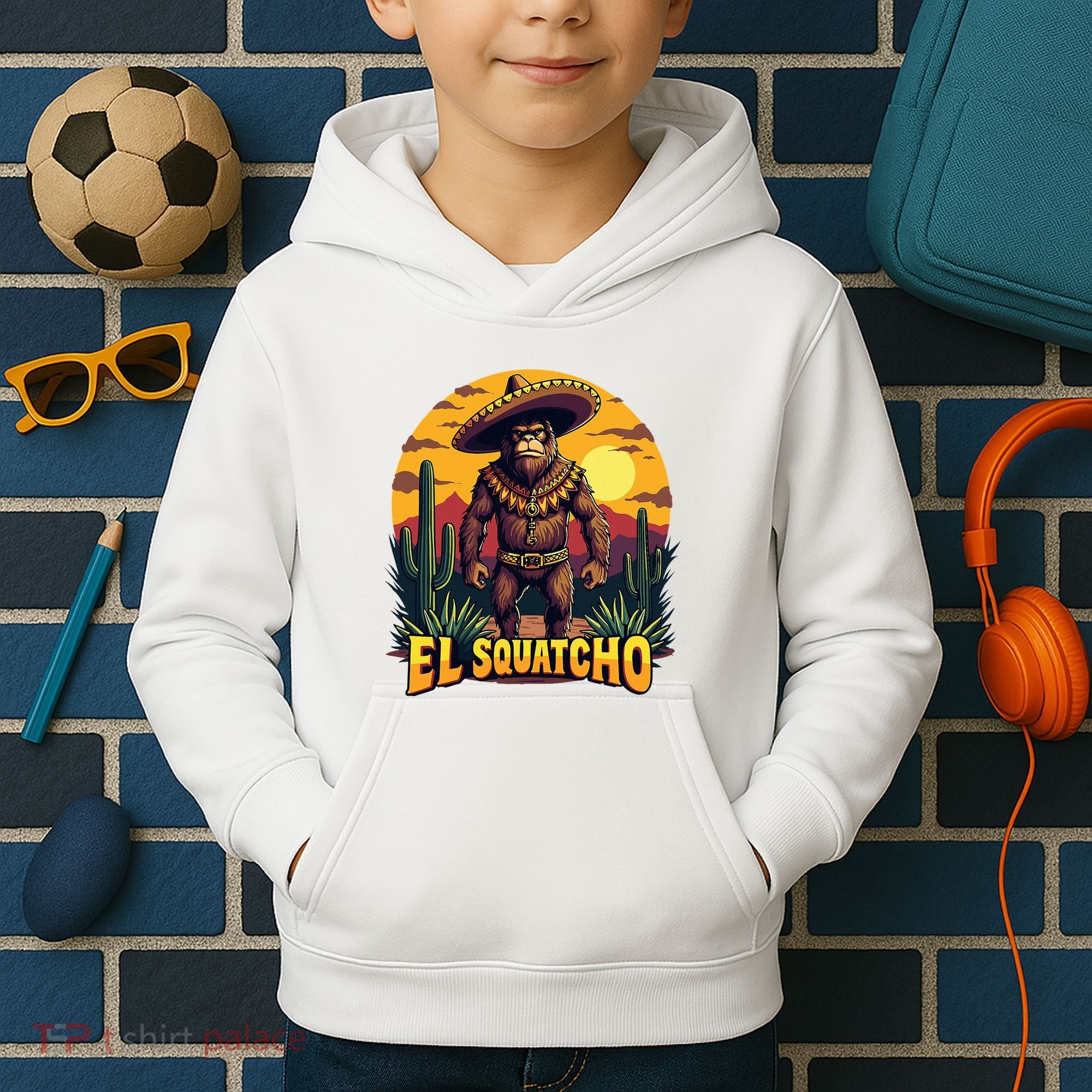 El Squatcho Poncho Funny Mexican Bigfoot Sasquatch Guardian Kids Hoodie