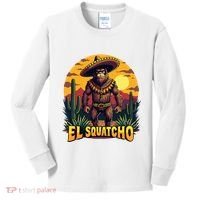 El Squatcho Poncho Funny Mexican Bigfoot Sasquatch Guardian Kids Long Sleeve Shirt thumb 0