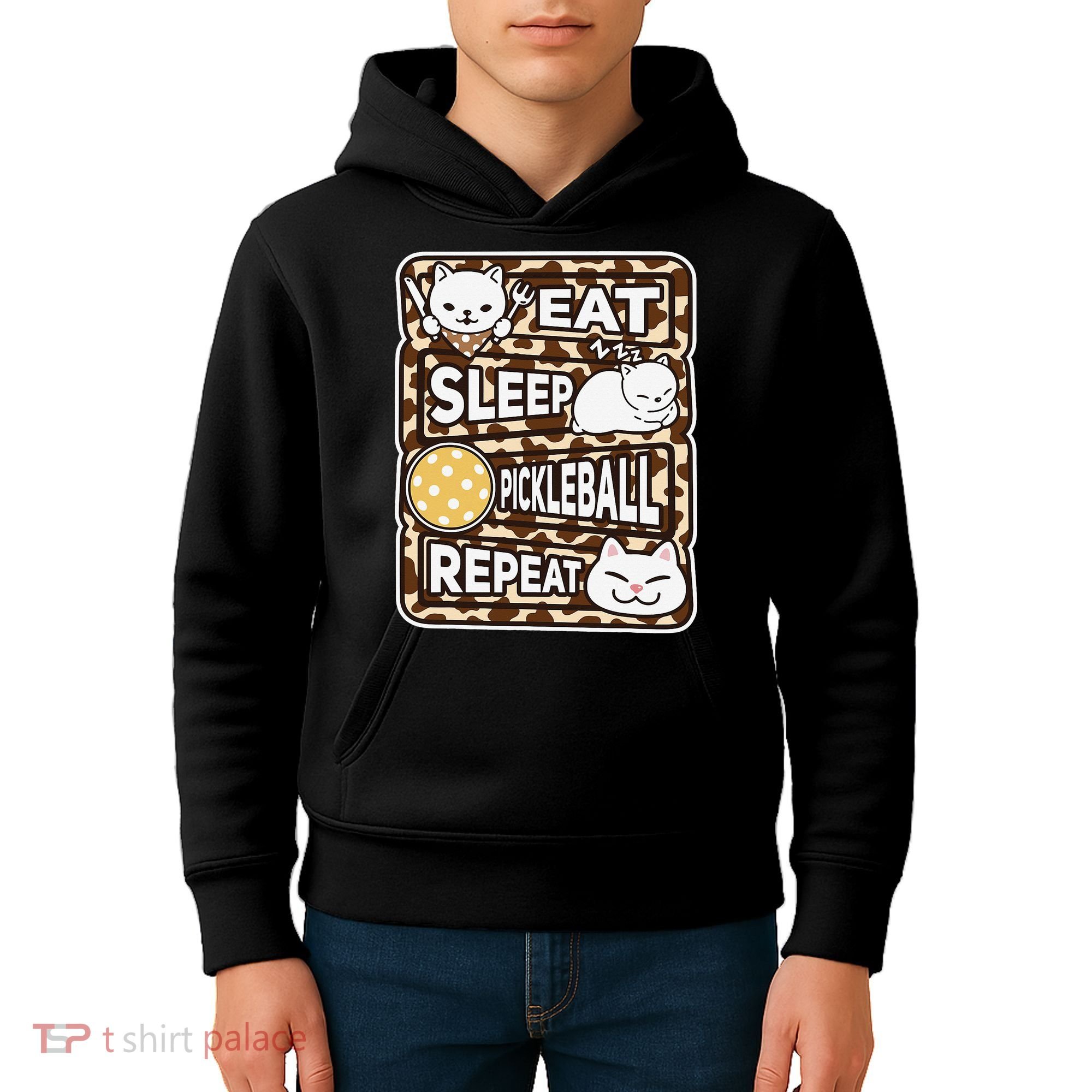 Eat Sleep Pickleball Repeat Girl Pickleball Lover Outfit Kids Hoodie