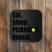 Eat Sleep Pickleball Repeat Funny Pickleball Quote Pickleball Text Coaster thumb 0