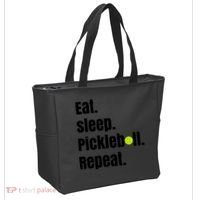 Eat Sleep Pickleball Repeat Funny Pickleball Quote Pickleball Text Tote Bag thumb 2
