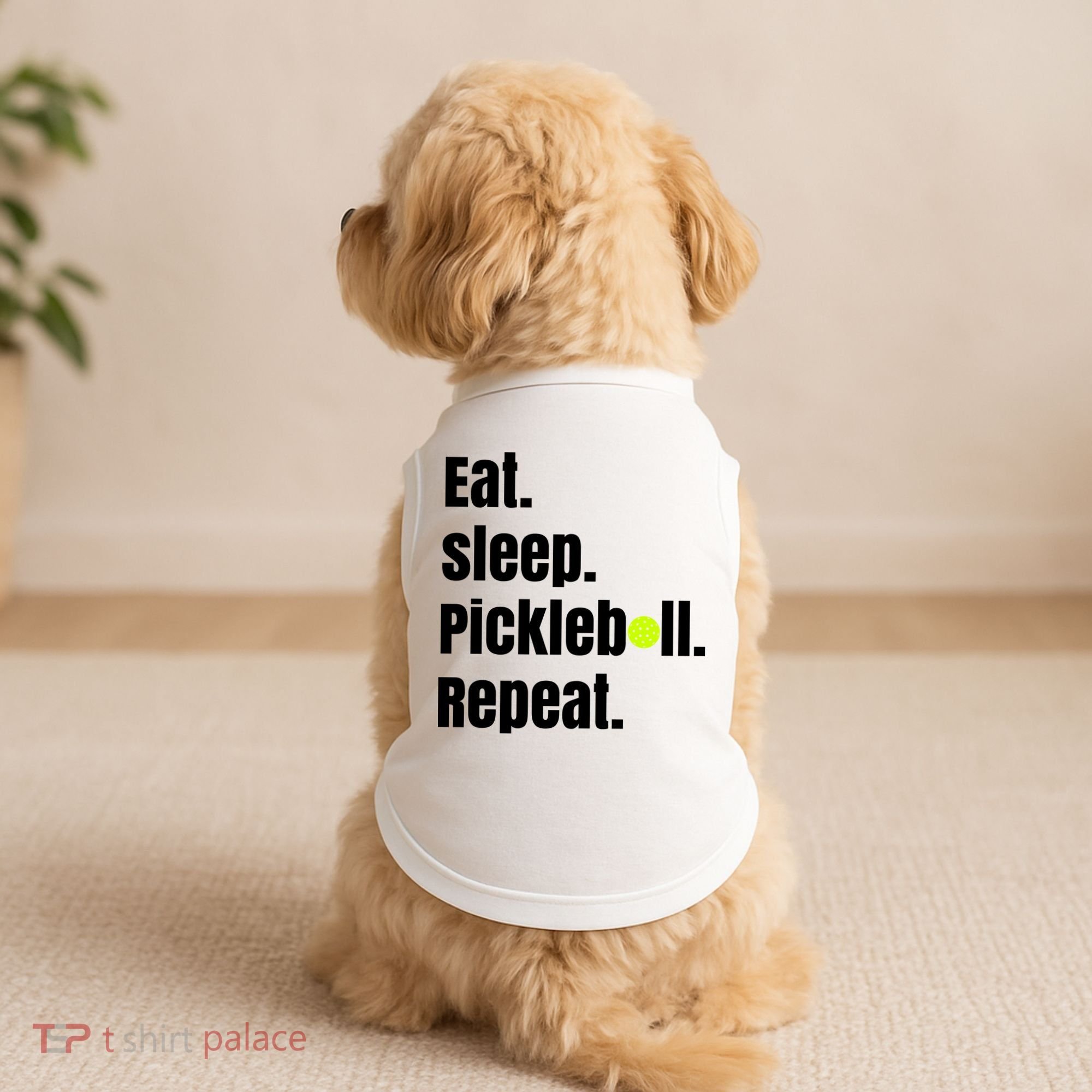 Eat Sleep Pickleball Repeat Funny Pickleball Quote Pickleball Text Doggie Tank