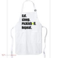 Eat Sleep Pickleball Repeat Funny Pickleball Quote Pickleball Text Apron thumb 0