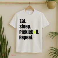 Eat Sleep Pickleball Repeat Funny Pickleball Quote Pickleball Text T-Shirt thumb 2