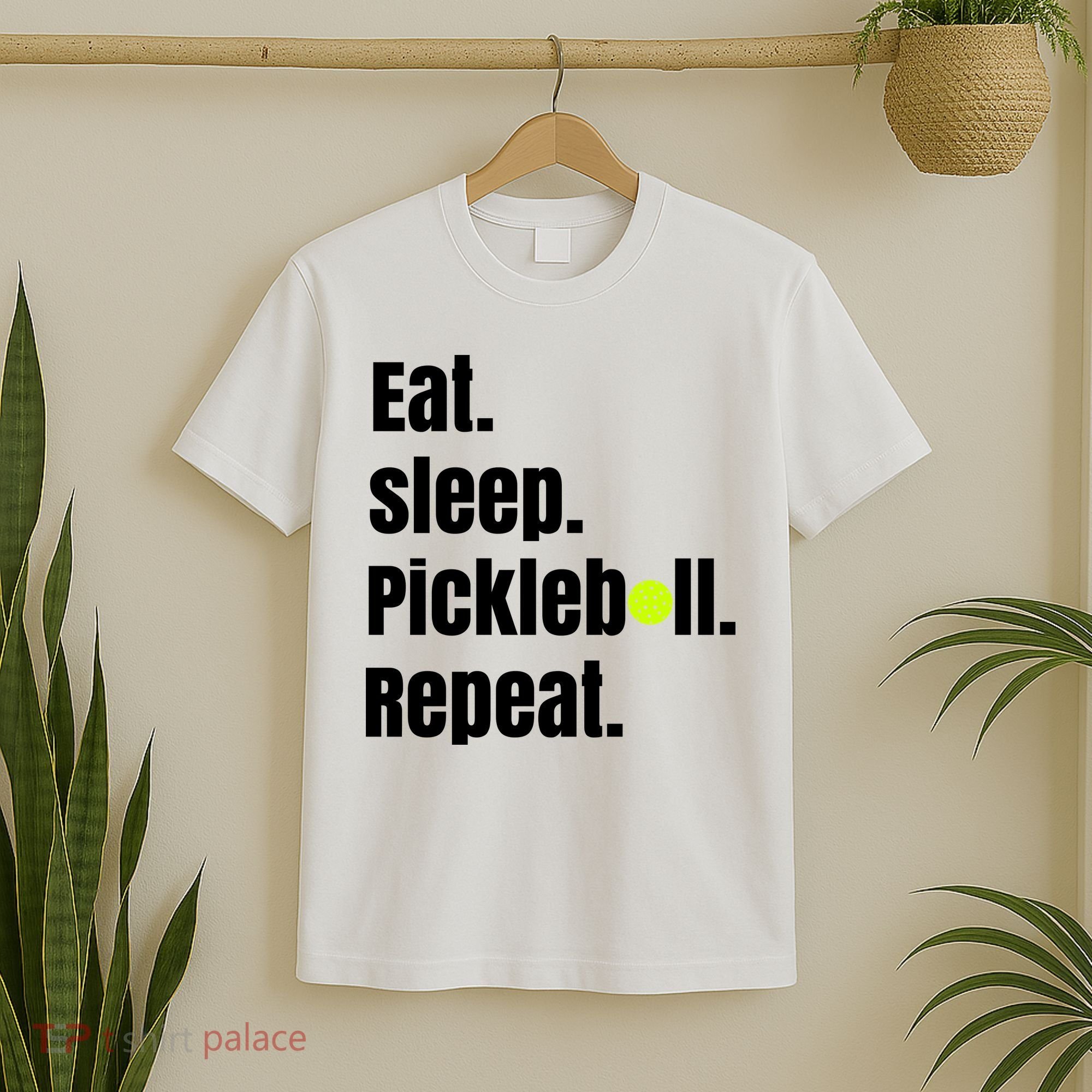 Eat Sleep Pickleball Repeat Funny Pickleball Quote Pickleball Text T-Shirt