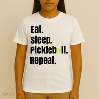 Eat Sleep Pickleball Repeat Funny Pickleball Quote Pickleball Text T-Shirt thumb 4