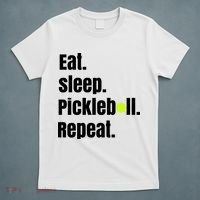 Eat Sleep Pickleball Repeat Funny Pickleball Quote Pickleball Text T-Shirt thumb 5