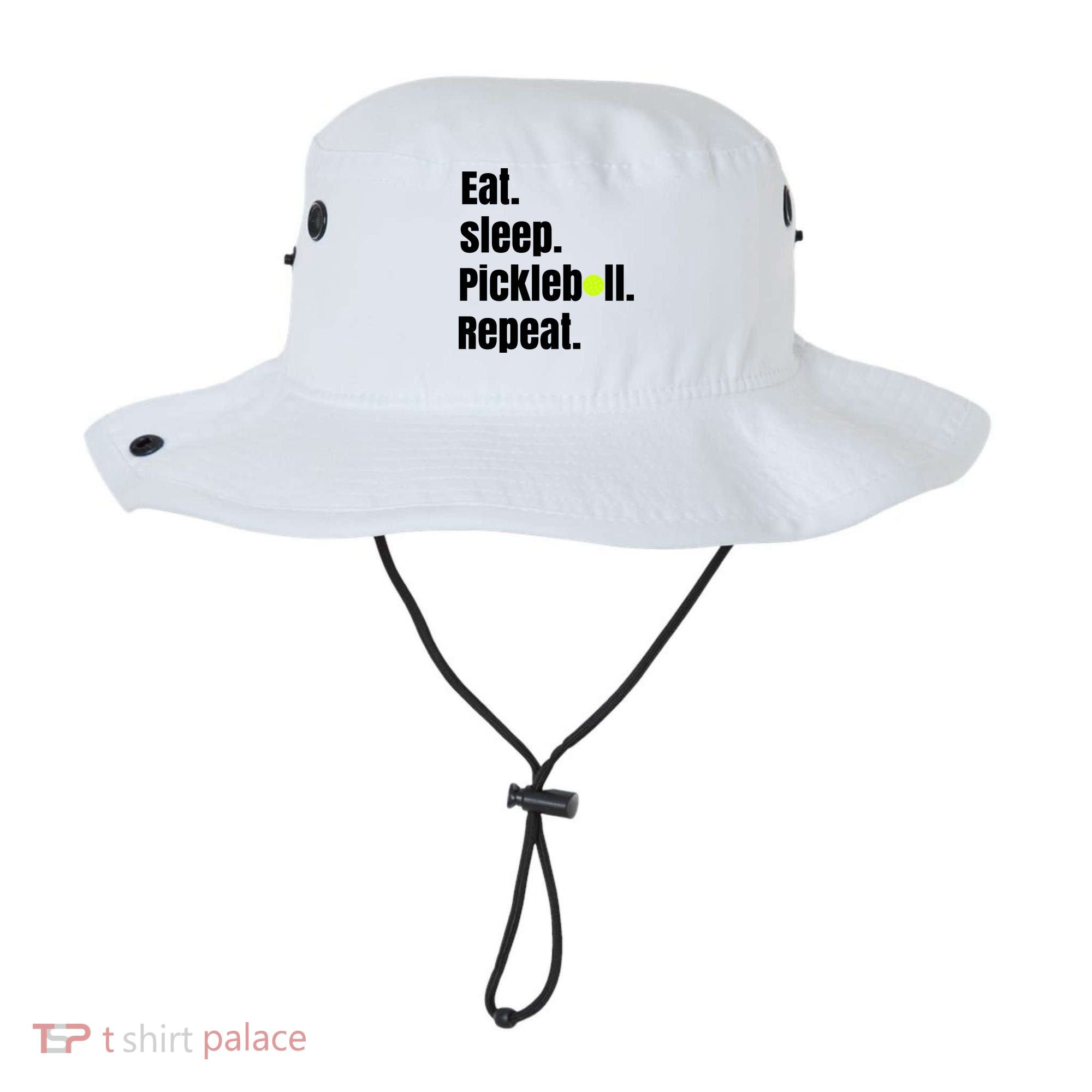 Eat Sleep Pickleball Repeat Funny Pickleball Quote Pickleball Text Bucket Hat