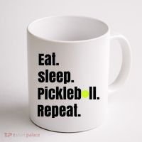 Eat Sleep Pickleball Repeat Funny Pickleball Quote Pickleball Text Coffee Mug thumb 1