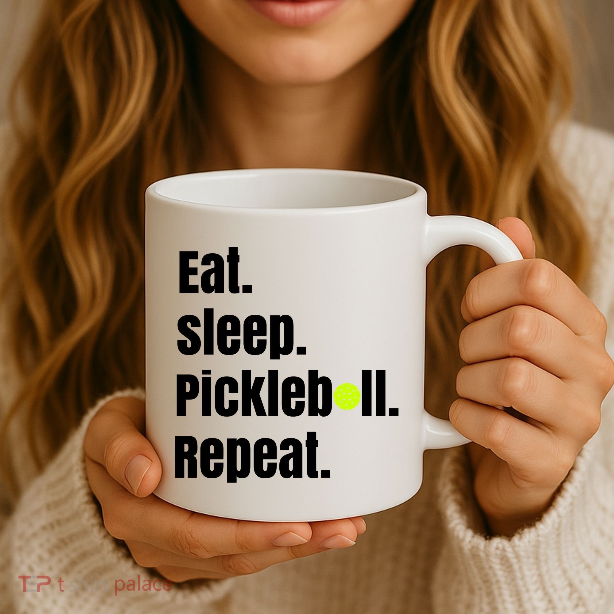 Eat Sleep Pickleball Repeat Funny Pickleball Quote Pickleball Text Coffee Mug