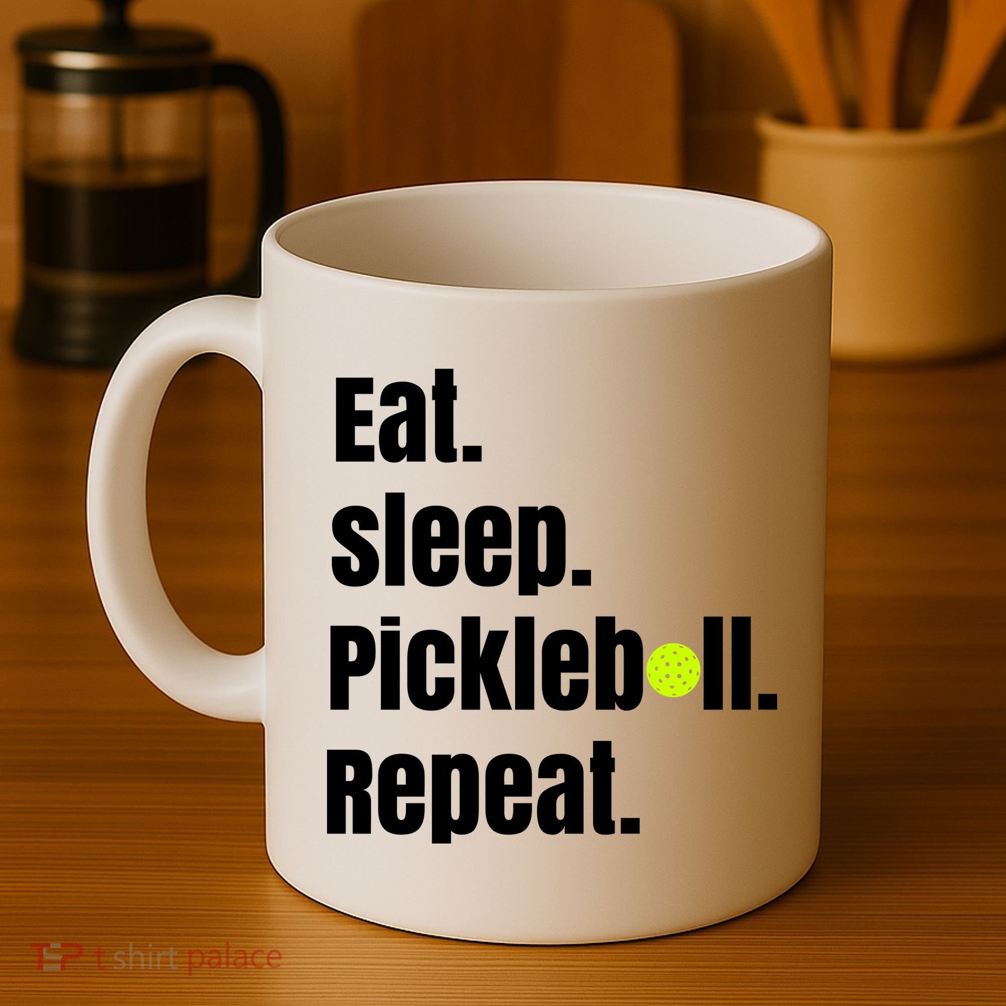 Eat Sleep Pickleball Repeat Funny Pickleball Quote Pickleball Text Coffee Mug