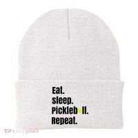Eat Sleep Pickleball Repeat Funny Pickleball Quote Pickleball Text Beanie thumb 0
