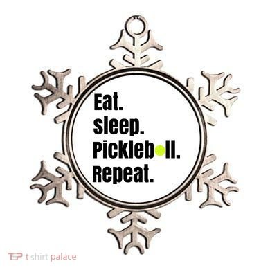 Eat Sleep Pickleball Repeat Funny Pickleball Quote Pickleball Text Ornament