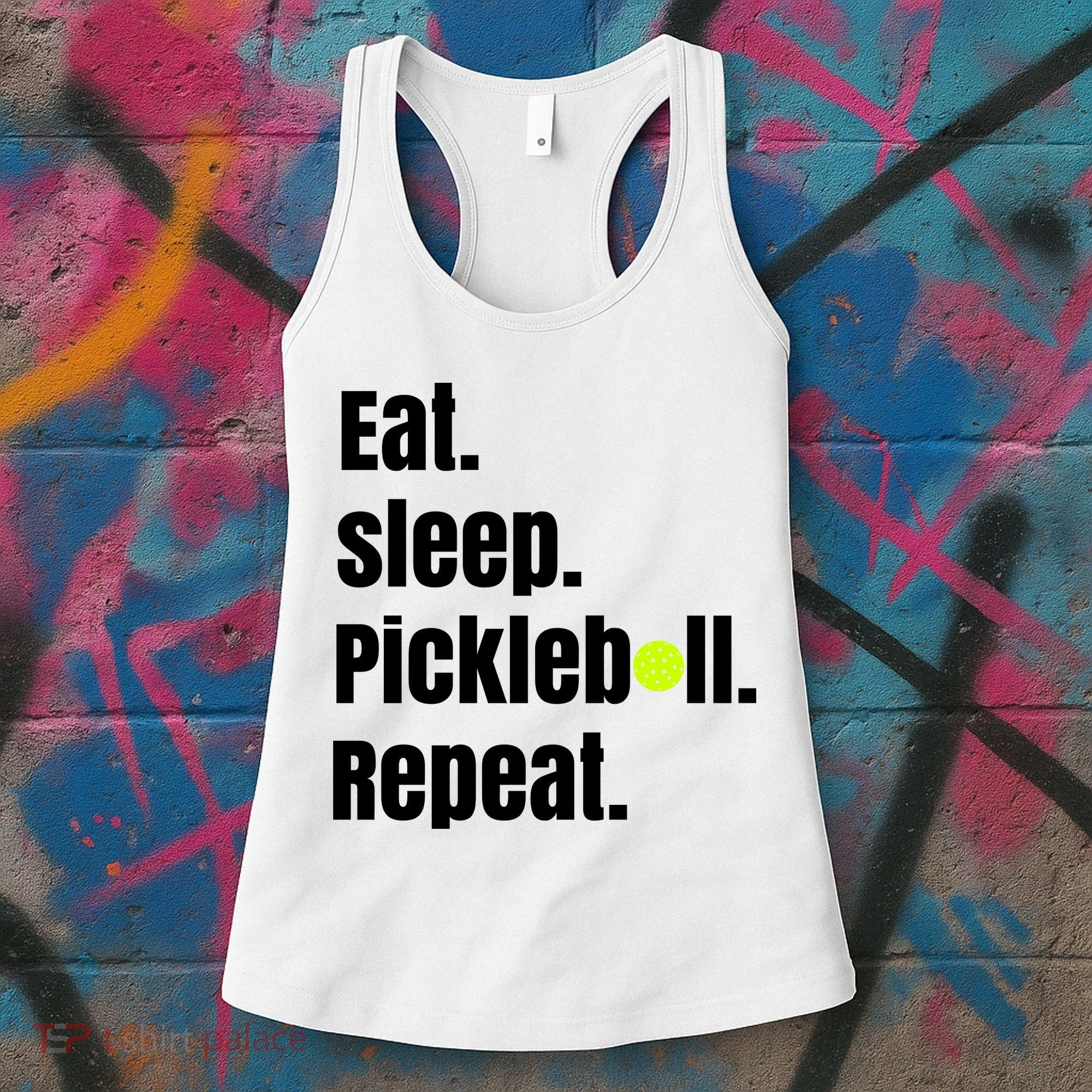 Eat Sleep Pickleball Repeat Funny Pickleball Quote Pickleball Text Women's Tank Top