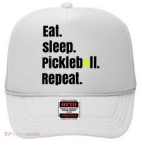 Eat Sleep Pickleball Repeat Funny Pickleball Quote Pickleball Text Hat thumb 0
