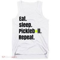 Eat Sleep Pickleball Repeat Funny Pickleball Quote Pickleball Text Tank Top thumb 0