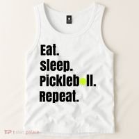 Eat Sleep Pickleball Repeat Funny Pickleball Quote Pickleball Text Tank Top thumb 2