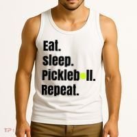 Eat Sleep Pickleball Repeat Funny Pickleball Quote Pickleball Text Tank Top thumb 3
