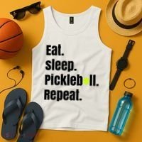 Eat Sleep Pickleball Repeat Funny Pickleball Quote Pickleball Text Tank Top thumb 4