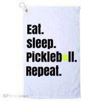 Eat Sleep Pickleball Repeat Funny Pickleball Quote Pickleball Text Golf Towel thumb 0