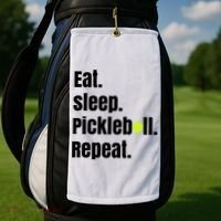 Eat Sleep Pickleball Repeat Funny Pickleball Quote Pickleball Text Golf Towel thumb 2