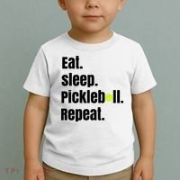 Eat Sleep Pickleball Repeat Funny Pickleball Quote Pickleball Text Toddler T-Shirt thumb 2