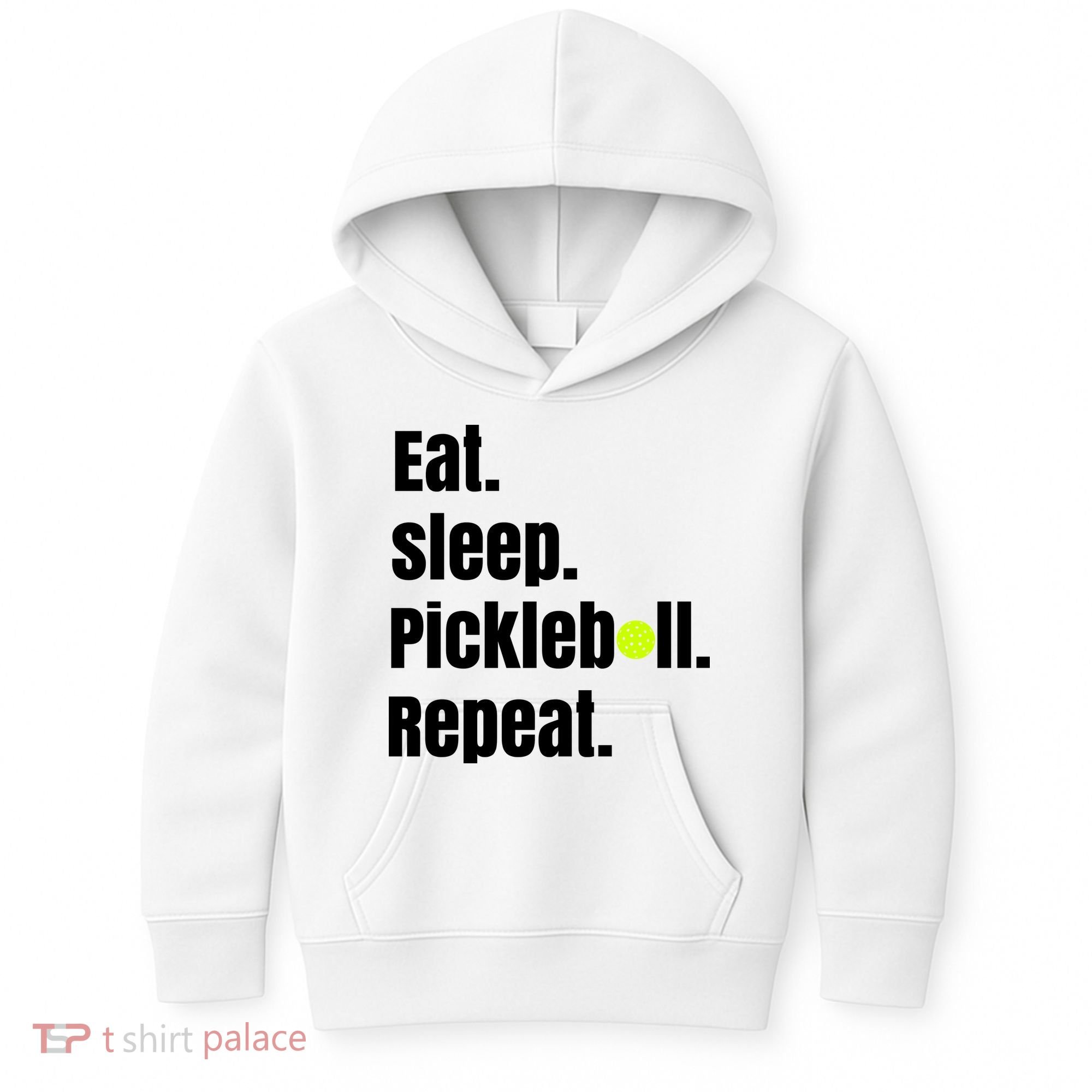 Eat Sleep Pickleball Repeat Funny Pickleball Quote Pickleball Text Kids Hoodie