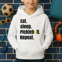 Eat Sleep Pickleball Repeat Funny Pickleball Quote Pickleball Text Kids Hoodie thumb 2